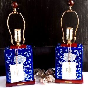 Pair of Ralph Lauren Ceramic Table Lamps, No Shades
